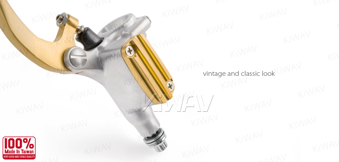 KiWAV Vintage hand control with mechanical clutch & hydraulic brake for 1 inch handlebar silver gold
