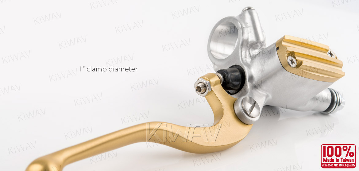 KiWAV Vintage hand control with mechanical clutch & hydraulic brake for 1 inch handlebar silver gold