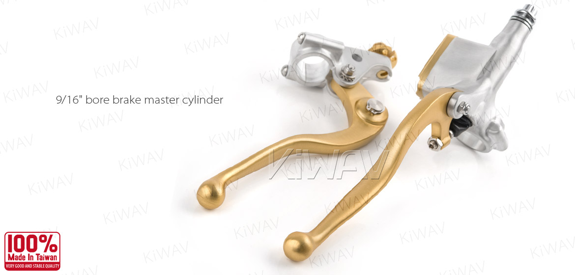 KiWAV Vintage hand control with mechanical clutch & hydraulic brake for 1 inch handlebar silver gold