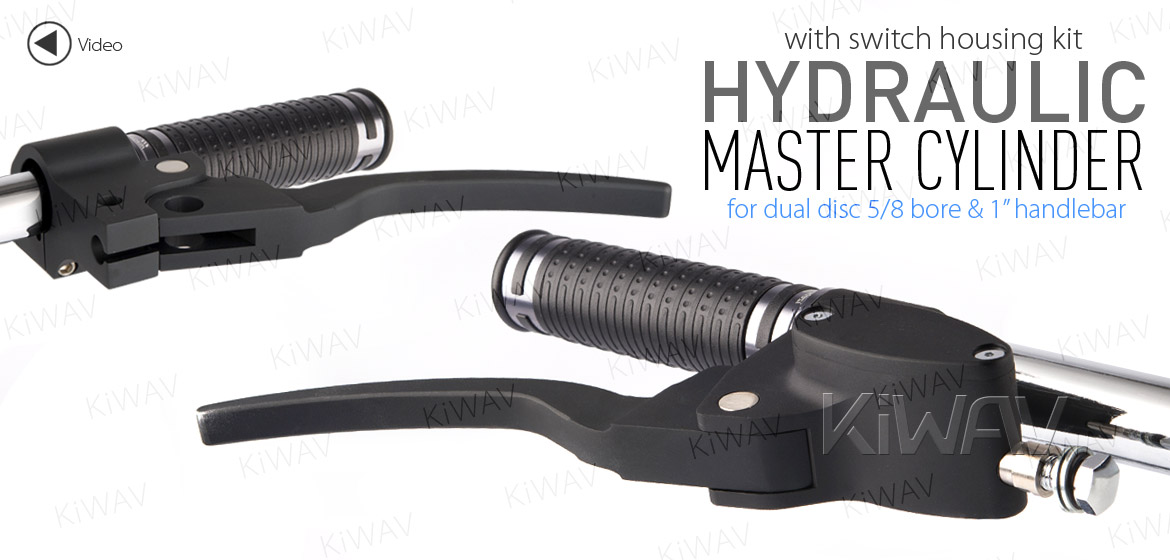 KiWAV Cable and Hydraulic Master Cylinder for dual-disc 5/8 bore with switch housing kit black