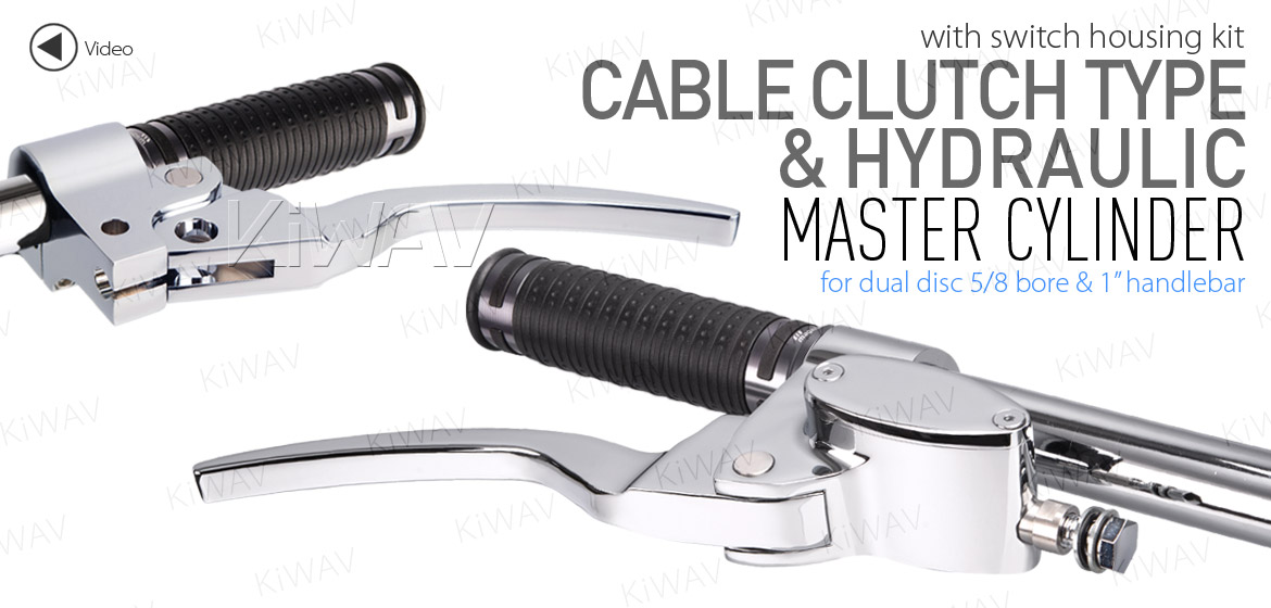 KiWAV Hydraulic Master Cylinder for dual-disc 5/8 bore with switch housing kit chrome