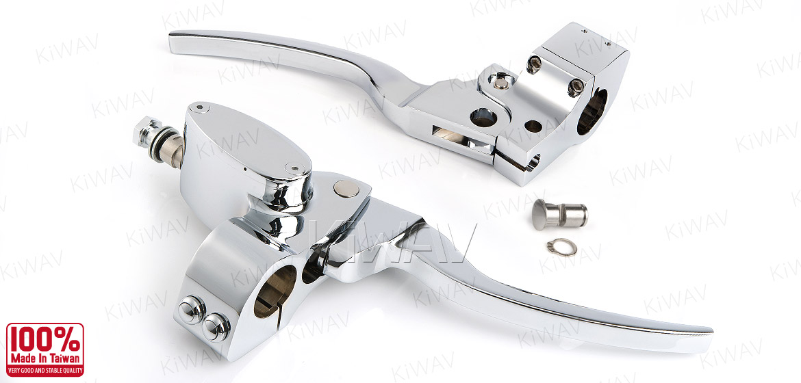 KiWAV Hydraulic Master Cylinder for dual-disc 5/8 bore with switch housing kit chrome