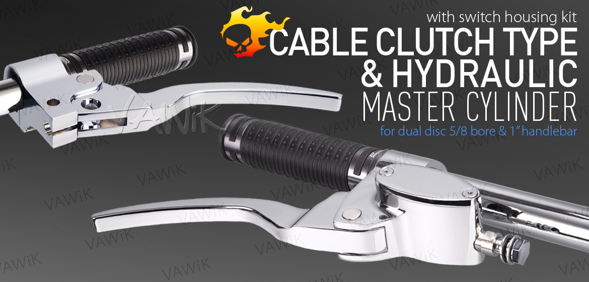 VAWiK Hydraulic Master Cylinder for dual-disc 5/8 bore with switch housing kit chrome