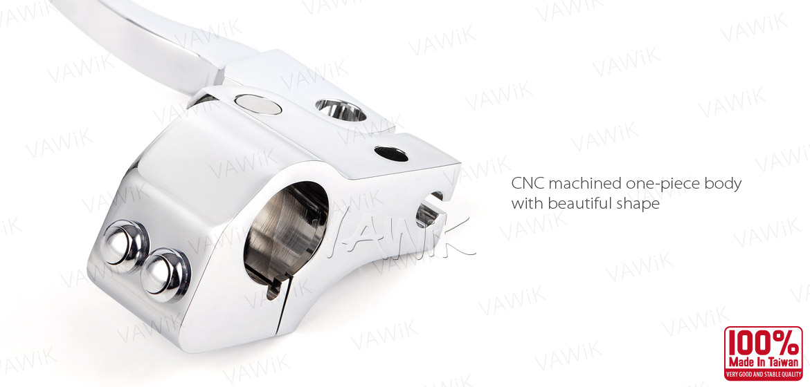 VAWiK Hydraulic Master Cylinder for dual-disc 5/8 bore with switch housing kit chrome