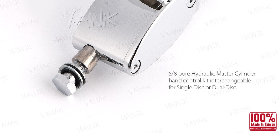 VAWiK Hydraulic Master Cylinder for dual-disc 5/8 bore with switch housing kit chrome