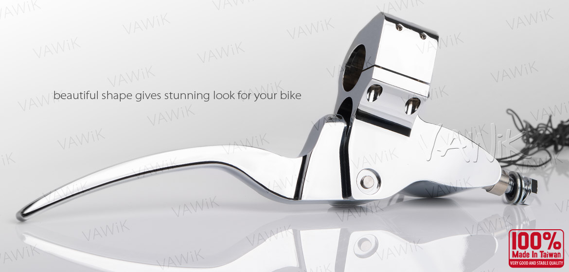VAWiK Hydraulic Master Cylinder for dual-disc 5/8 bore with switch housing kit chrome