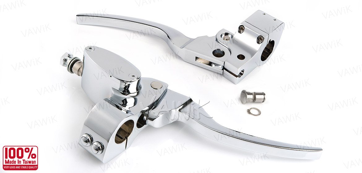 VAWiK Hydraulic Master Cylinder for dual-disc 5/8 bore with switch housing kit chrome