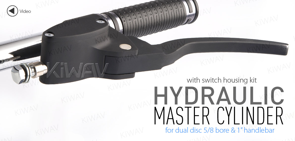 KiWAV Hydraulic Master Cylinder for dual-disc 5/8 bore with switch housing kit black