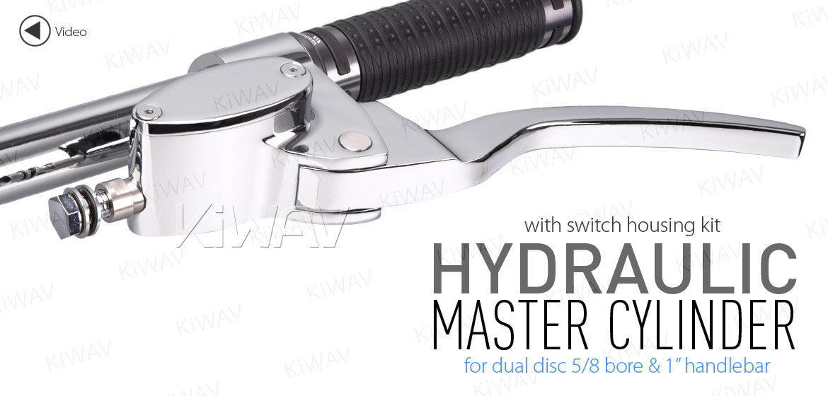 KiWAV Hydraulic Master Cylinder for dual-disc 5/8 bore with switch housing kit chrome