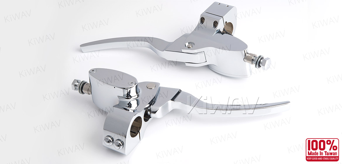 KiWAV Hydraulic Master Cylinder for dual-disc 5/8 bore with switch housing kit chrome