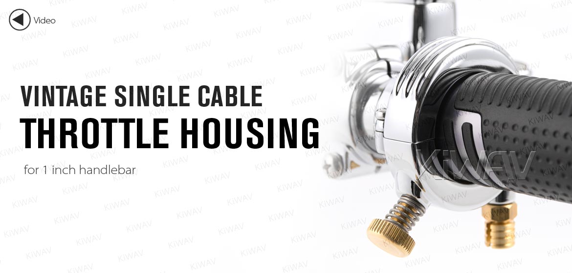 KiWAV Vintage single cable throttle housing for 1 inch handlebar chrome