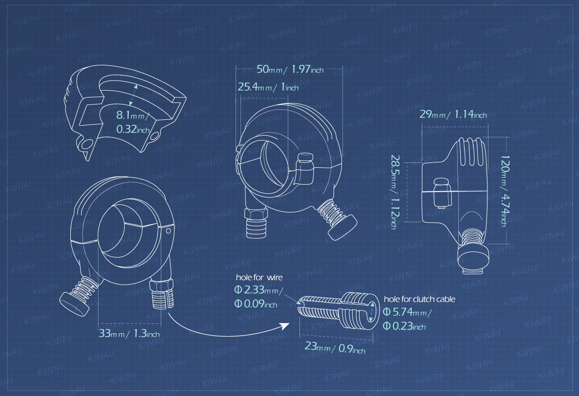 KiWAV Measurement graph of Vintage single cable throttle housing for 1 inch handlebar