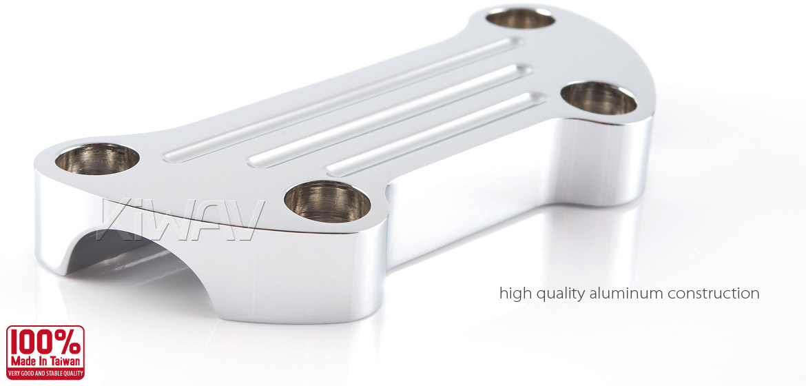 KiWAV Aluminum Finned Top Upper Custom Clamp for Harley Bike 1 inch Handlebar chrome