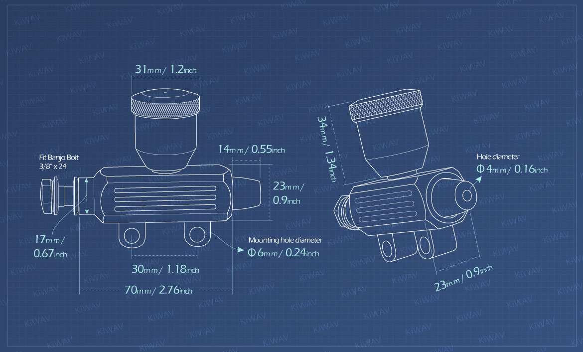 KiWAV Measurement graph of custom rear brake master cylinder 9/16 inch