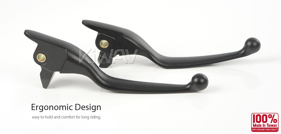 KiWAV hydraulic brake and cable clutch hand control levers clean look black harley davidson '17-later Touring and '19 Trike