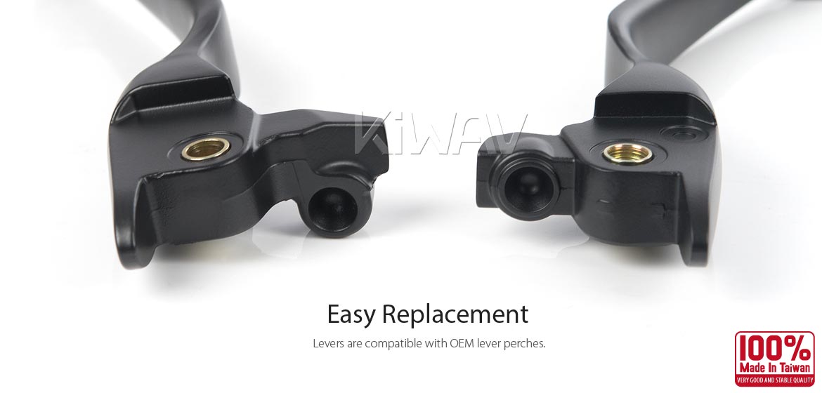 KiWAV hydraulic brake and cable clutch hand control levers clean look black harley davidson '17-later Touring and '19 Trike