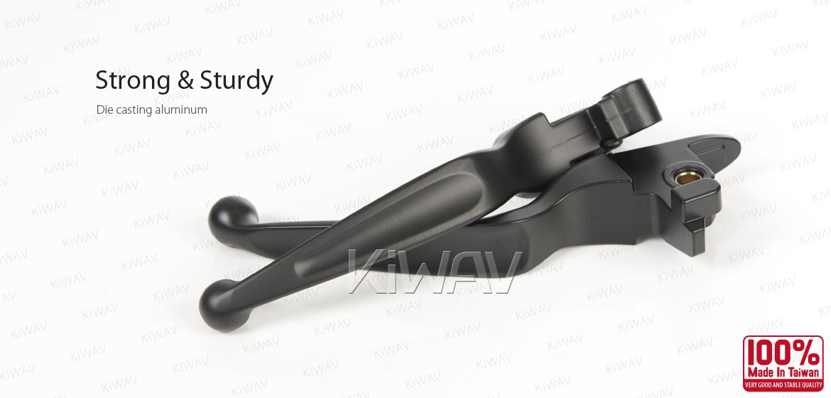 KiWAV hydraulic brake and cable clutch hand control levers clean look black harley davidson '18-later Softail models