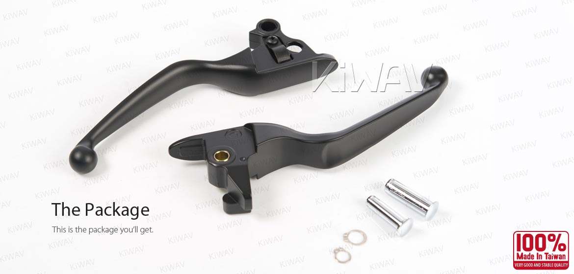 KiWAV hydraulic brake and cable clutch hand control levers clean look black harley davidson '18-later Softail models