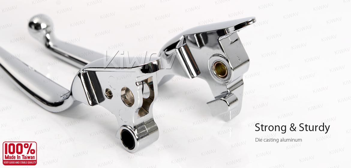 KiWAV hydraulic brake and cable clutch hand control levers clean look chrome harley davidson '18-later Softail models