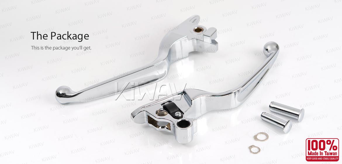 KiWAV hydraulic brake and cable clutch hand control levers clean look chrome harley davidson '18-later Softail models