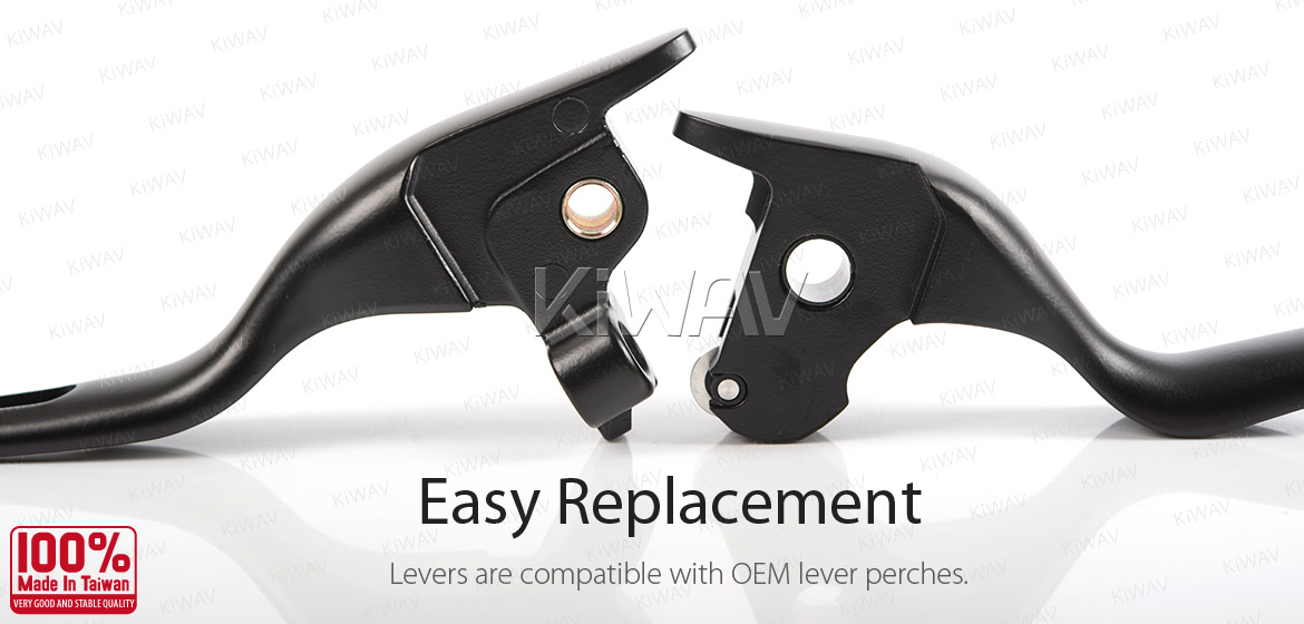 KiWAV hydraulic brake clutch hand control levers slotted cut 1 black harley davidson '14-'16 Touring models