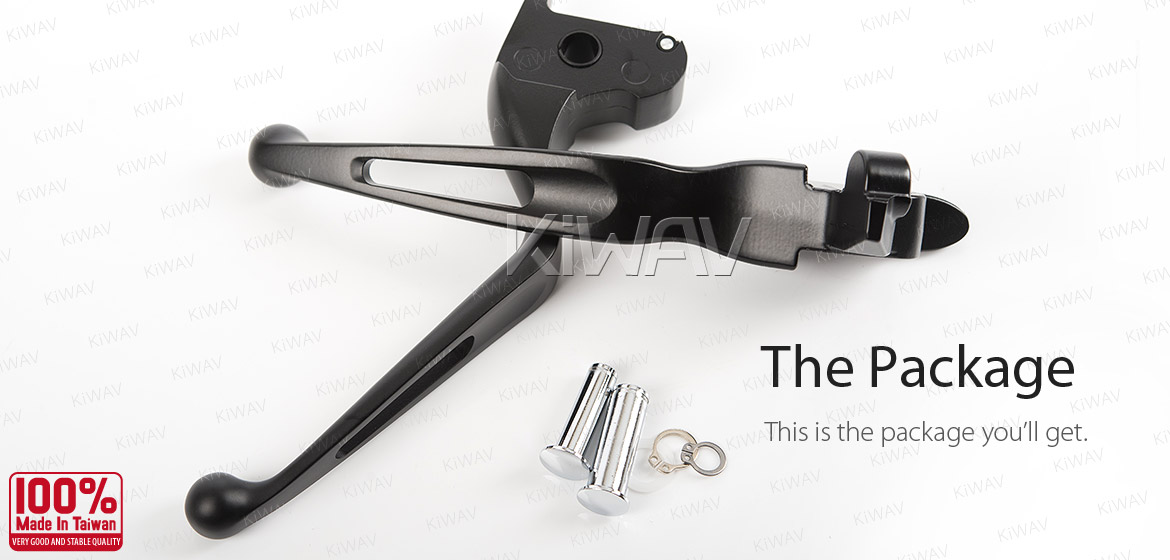 KiWAV hydraulic brake clutch hand control levers slotted cut 1 black harley davidson '14-'16 Touring models