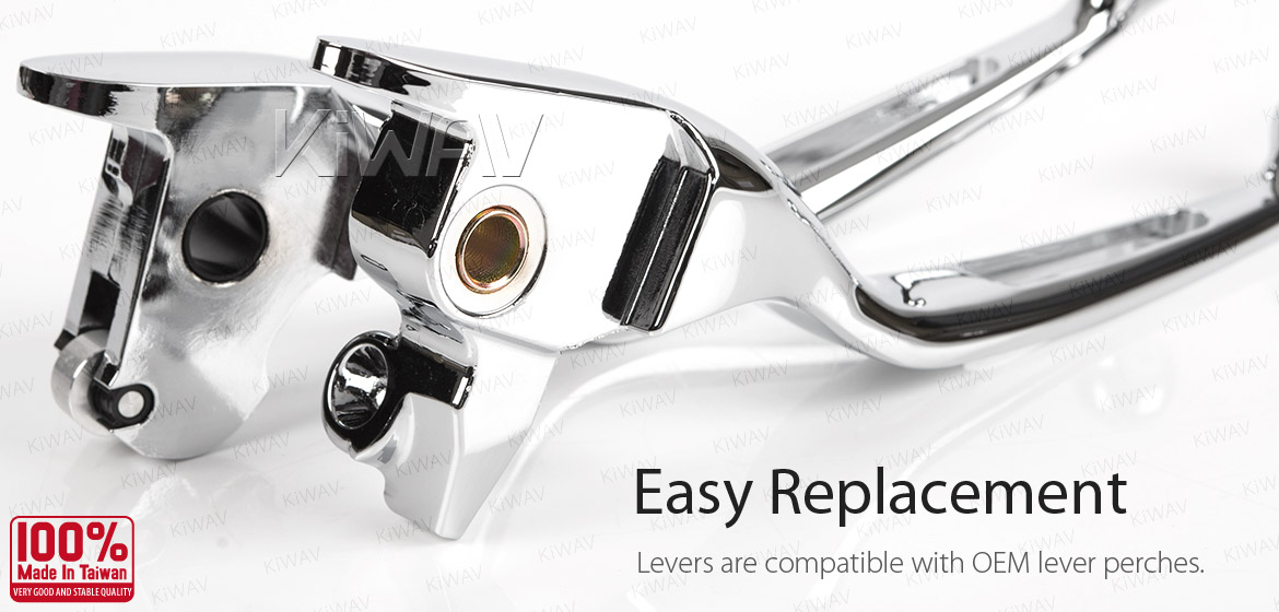KiWAV hydraulic brake clutch hand control levers slotted cut 1 chrome harley davidson '14-'16 Touring models