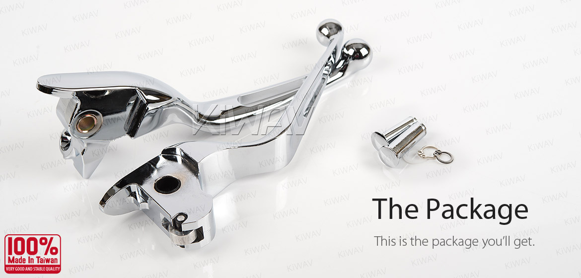 KiWAV hydraulic brake clutch hand control levers slotted cut 1 chrome harley davidson '14-'16 Touring models