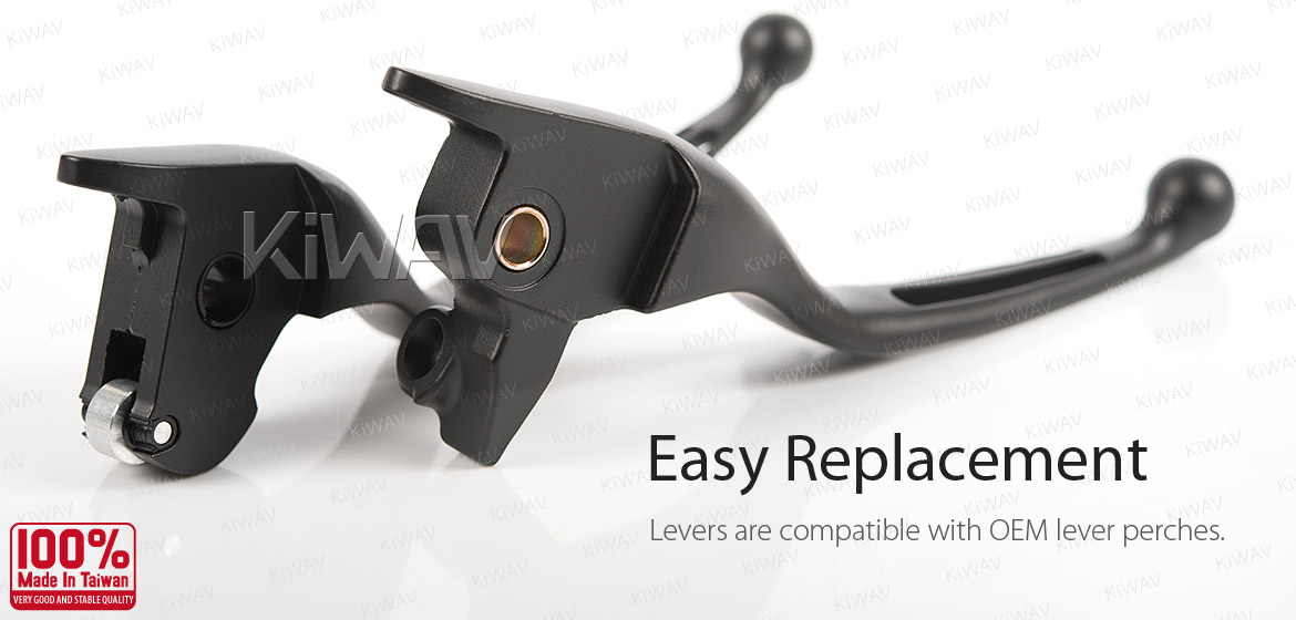 KiWAV hydraulic brake clutch hand control levers slotted cut 2 black harley davidson '14-'16 Touring models
