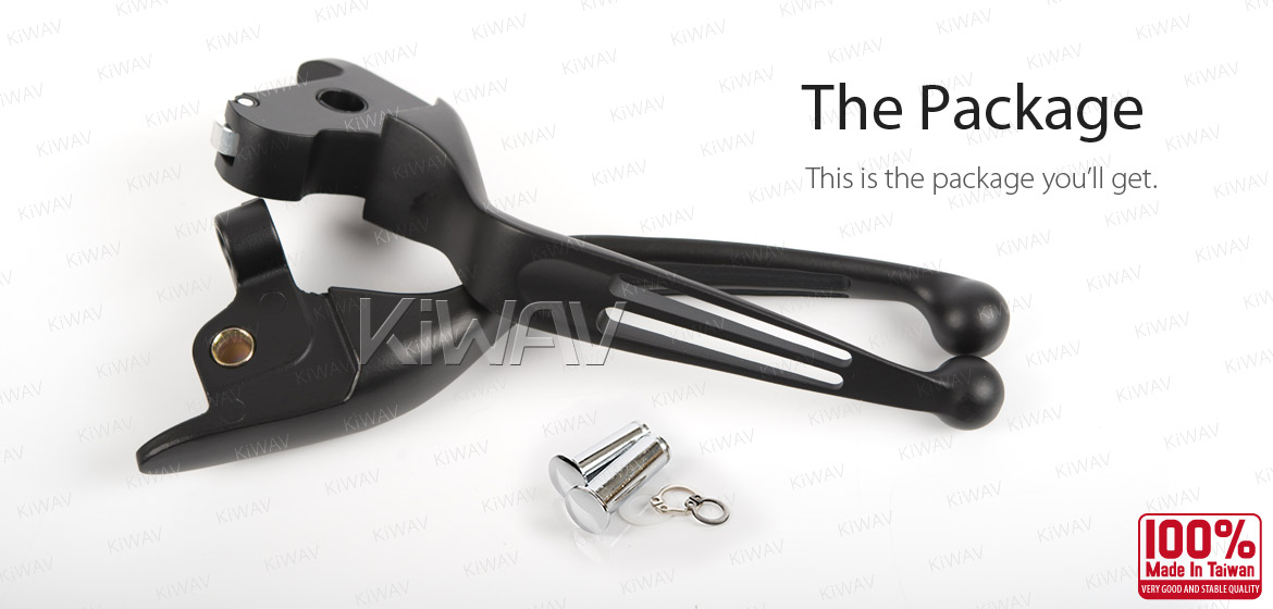 KiWAV hydraulic brake clutch hand control levers slotted cut 2 black harley davidson '14-'16 Touring models