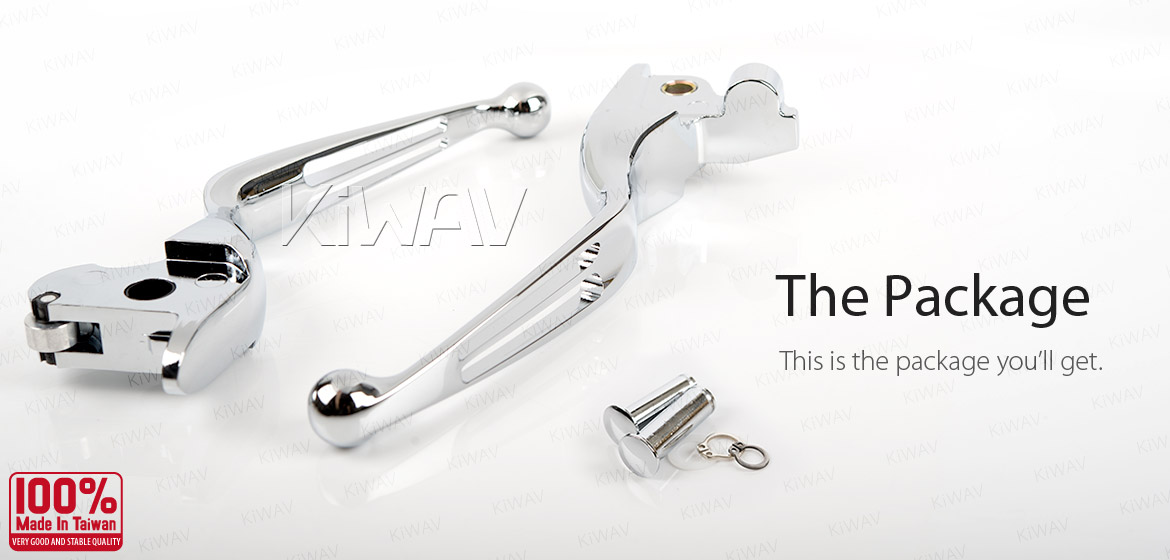 KiWAV hydraulic brake clutch hand control levers slotted cut 2 chrome harley davidson '14-'16 Touring models
