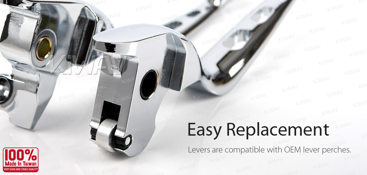 KiWAV hydraulic brake clutch hand control levers edgecut cut 3 chrome harley davidson '14-'16 Touring models