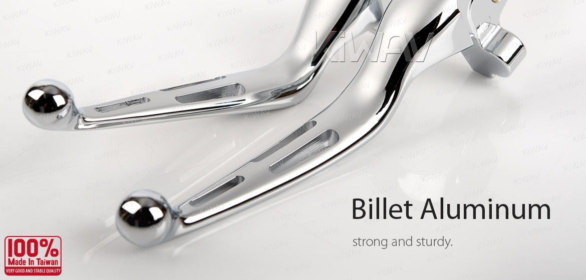 KiWAV hydraulic brake clutch hand control levers slotted cut 3 chrome harley davidson '14-'16 Touring models