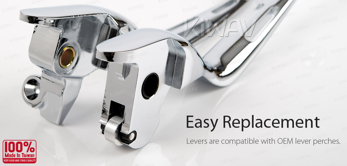 KiWAV hydraulic brake clutch hand control levers slotted cut 3 chrome harley davidson '14-'16 Touring models