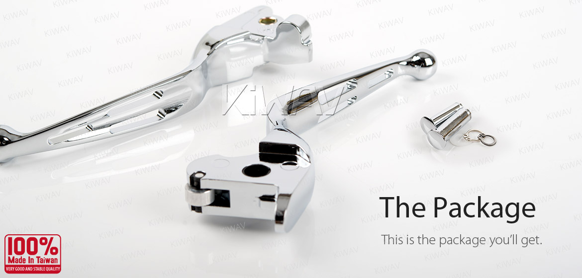KiWAV hydraulic brake clutch hand control levers slotted cut 3 chrome harley davidson '14-'16 Touring models