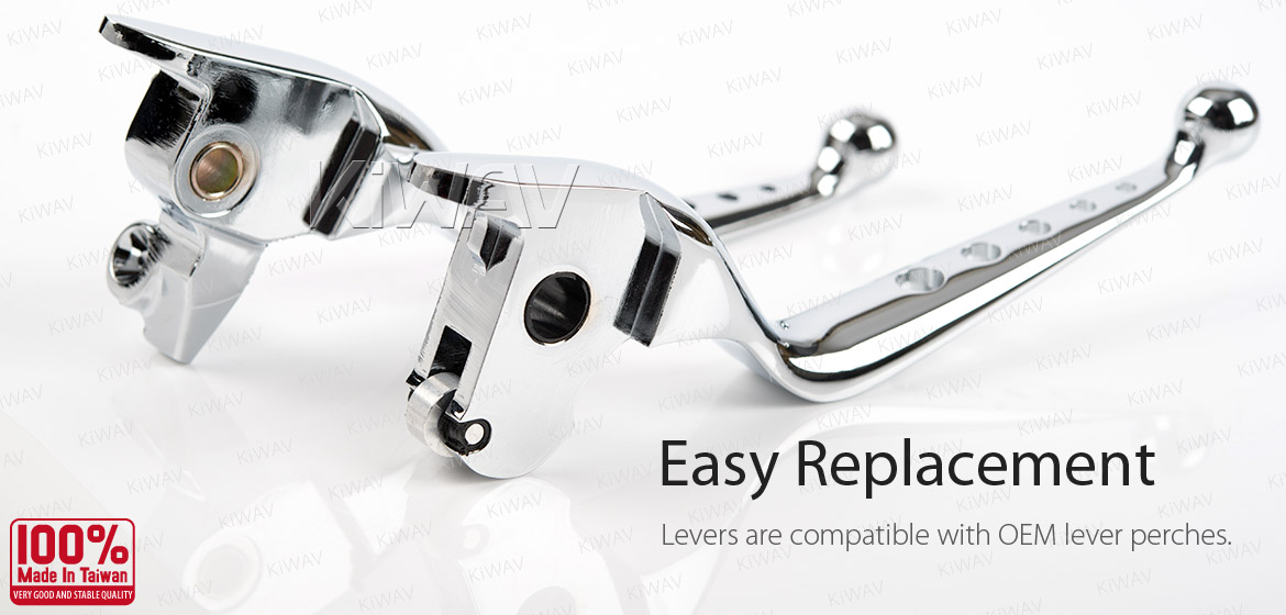 KiWAV hydraulic brake clutch hand control levers edgecut cut 5 chrome harley davidson '14-'16 Touring models