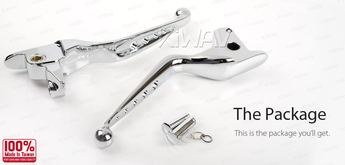 KiWAV hydraulic brake clutch hand control levers edgecut cut 5 chrome harley davidson '14-'16 Touring models
