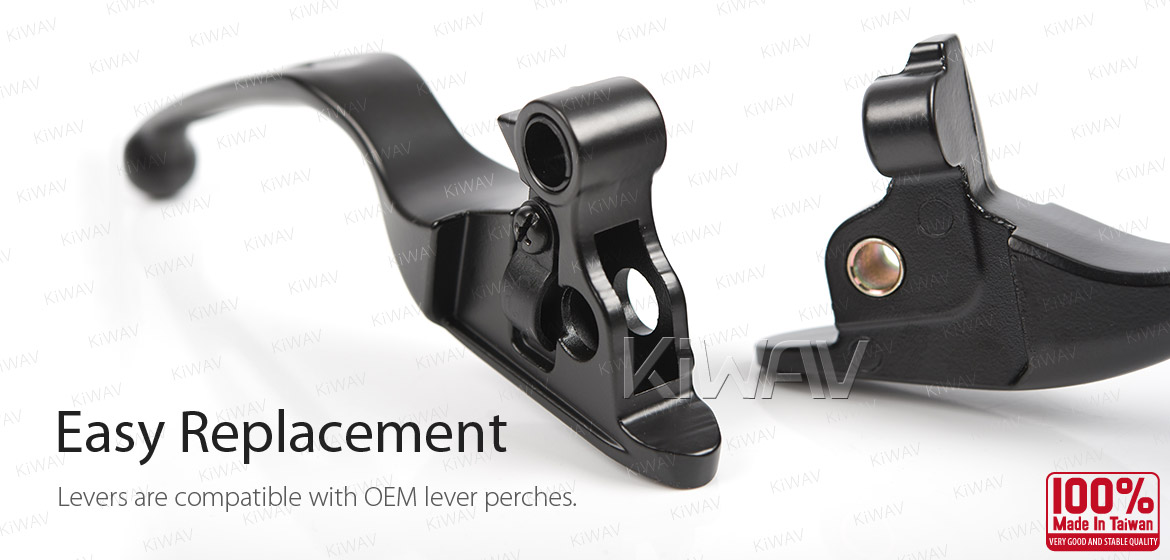 KiWAV hydraulic brake and cable clutch hand control levers slotted cut 1 black harley davidson '08-'13 Touring & Trike models