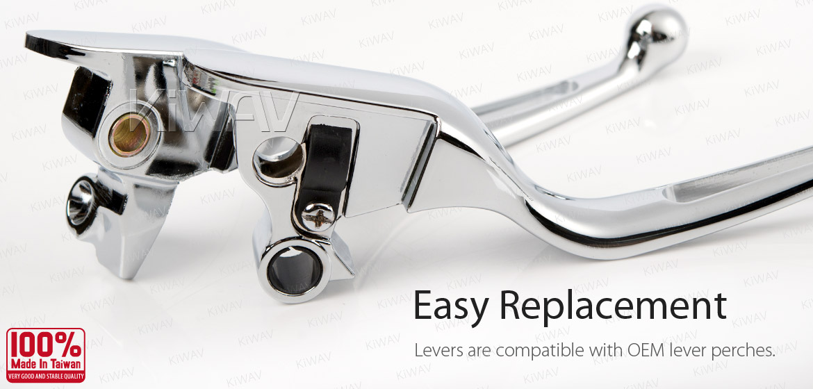 KiWAV hydraulic brake and cable clutch hand control levers slotted cut 1 chrome harley davidson '08-'13 Touring & Trike models