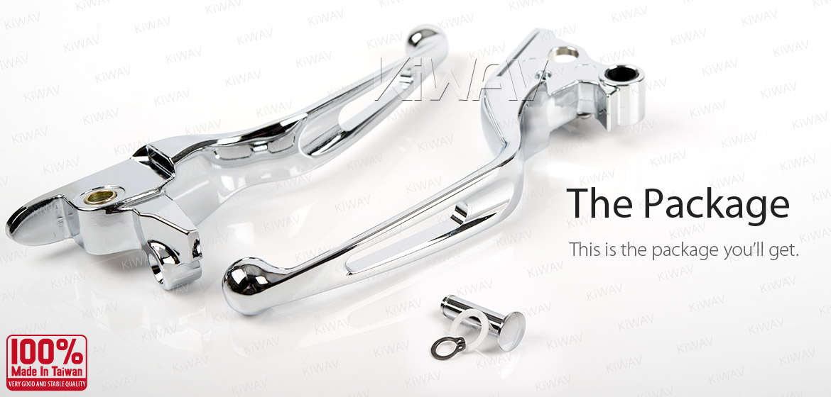 KiWAV hydraulic brake and cable clutch hand control levers slotted cut 1 chrome harley davidson '08-'13 Touring & Trike models