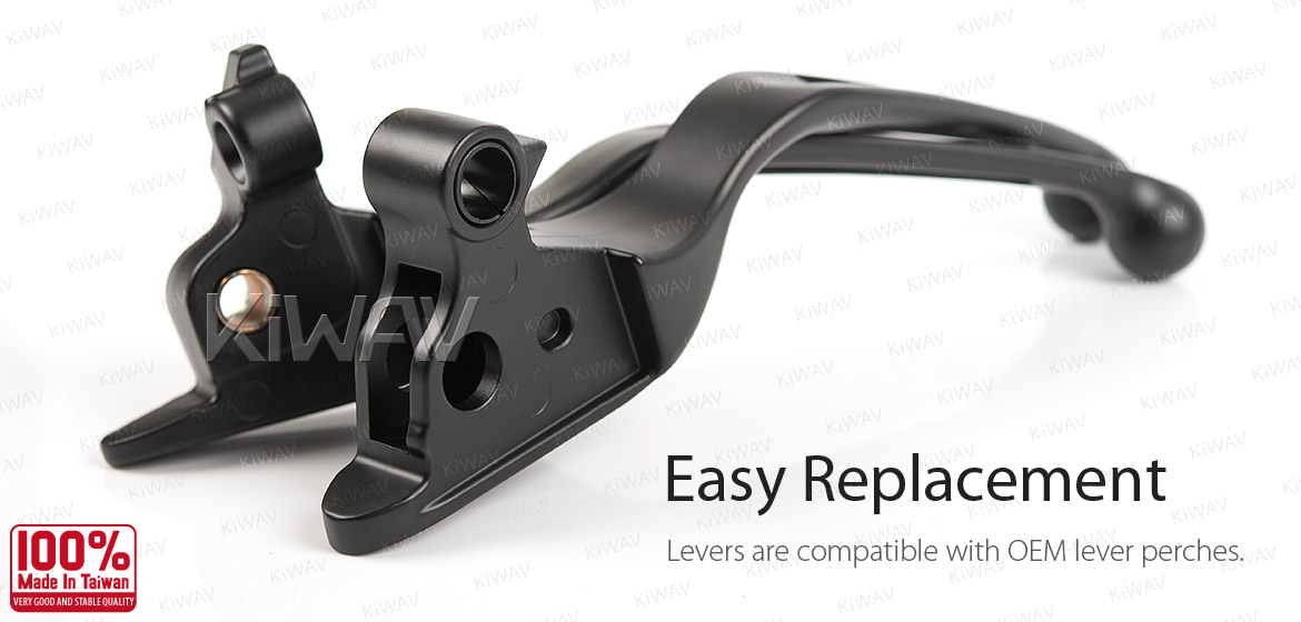 KiWAV hydraulic brake and cable clutch hand control levers slotted cut 2 black harley davidson '08-'13 Touring & Trike models