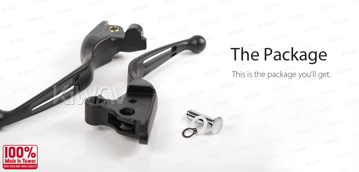 KiWAV hydraulic brake and cable clutch hand control levers slotted cut 2 black harley davidson '08-'13 Touring & Trike models