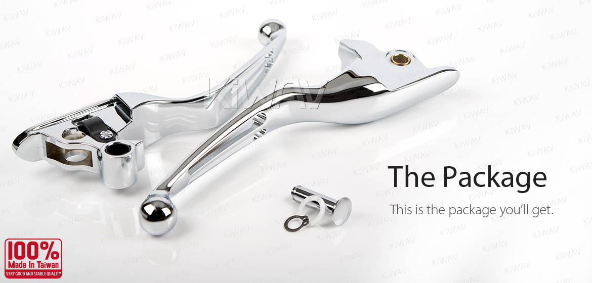 KiWAV hydraulic brake and cable clutch hand control levers slotted cut 2 chrome harley davidson '08-'13 Touring & Trike models