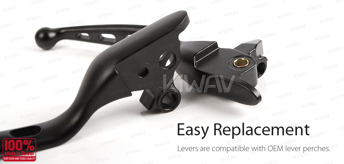 KiWAV hydraulic brake and cable clutch hand control levers edgecut cut 3 black harley davidson '08-'13 Touring & Trike models