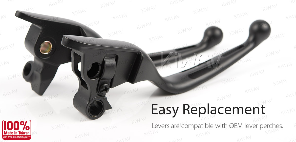 KiWAV hydraulic brake and cable clutch hand control levers slotted cut 3 black harley davidson '08-'13 Touring & Trike models
