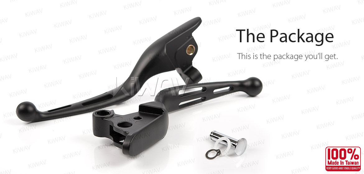 KiWAV hydraulic brake and cable clutch hand control levers slotted cut 3 black harley davidson '08-'13 Touring & Trike models