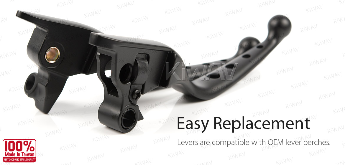 KiWAV hydraulic brake and cable clutch hand control levers edgecut cut 4 black harley davidson '08-'13 Touring & Trike models