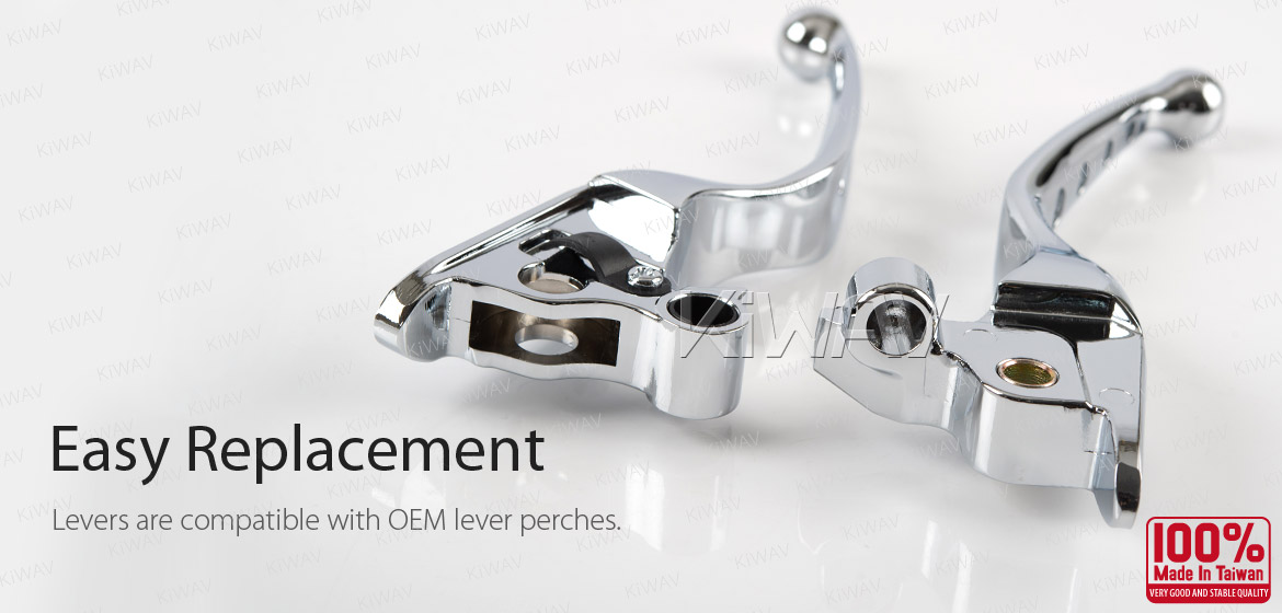 KiWAV hydraulic brake and cable clutch hand control levers edgecut cut 4 chrome harley davidson '08-'13 Touring & Trike models