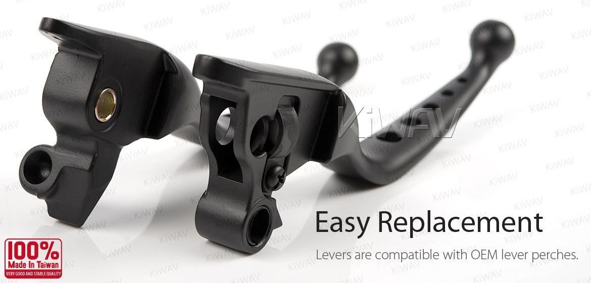 KiWAV hydraulic brake and cable clutch hand control levers edgecut cut 5 black harley davidson '08-'13 Touring & Trike models