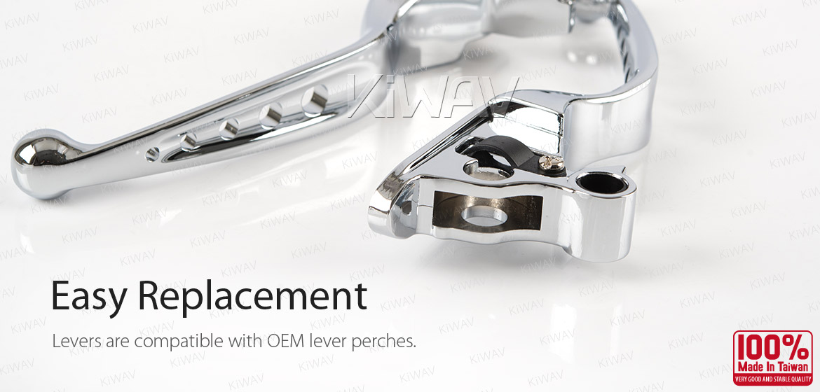 KiWAV hydraulic brake and cable clutch hand control levers edgecut cut 5 chrome harley davidson '08-'13 Touring & Trike models